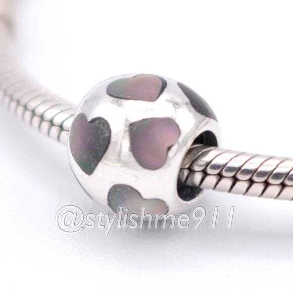 Authentic PANDORA Love Me Black Mother of Pearl Charm - 790398MPB - Picture 2 of 9